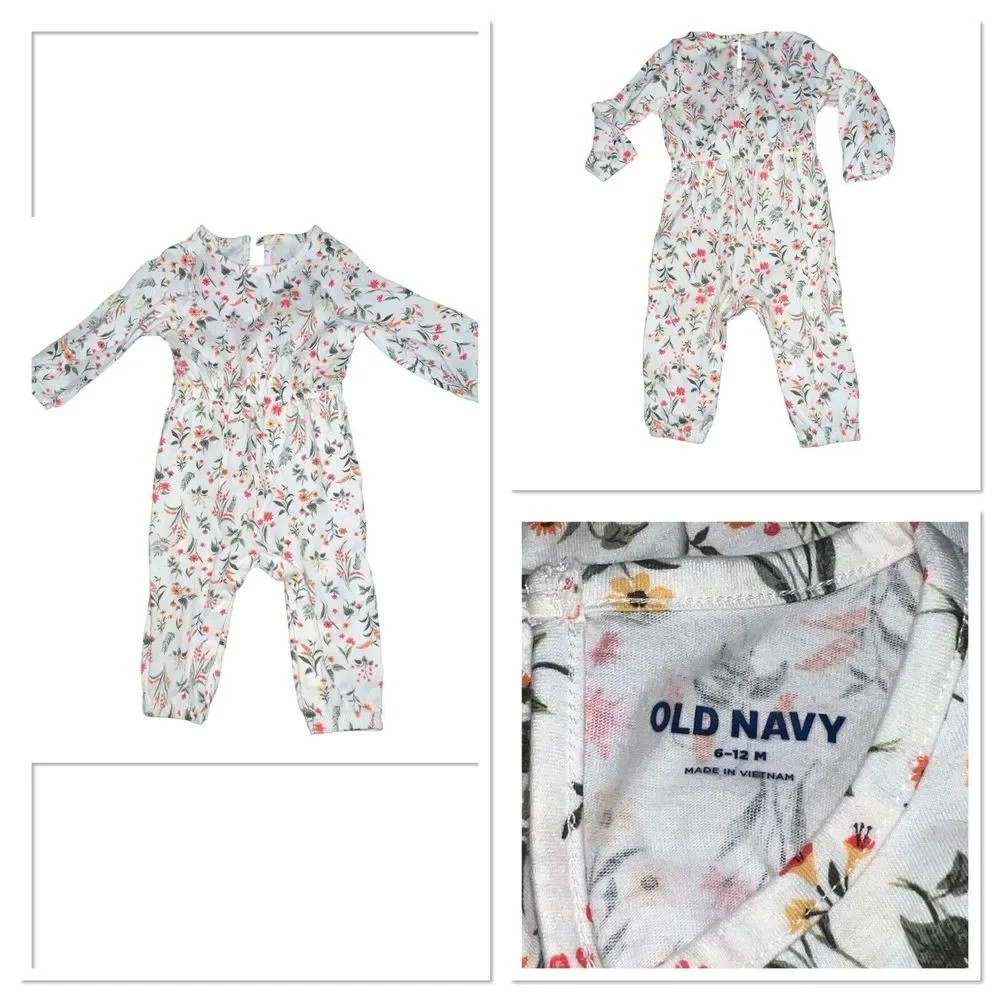 Set Of 3 Girls Baby One Piece Outfits Floral Stars 12 Months Cat & Jack Old Navy